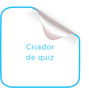 Card no formato de post-it branco com contorno azul. Funcionalidade: Criador de Quizz.