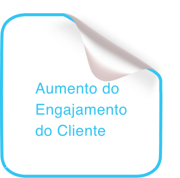 Card no formato de post-it branco com contorno azul. Funcionalidade: Aumento do Engajamento do Cliente.