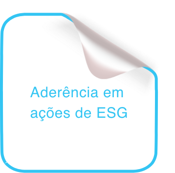 Card no formato de post-it branco com contorno azul. Funcionalidade: Aderência em ações de ESG.